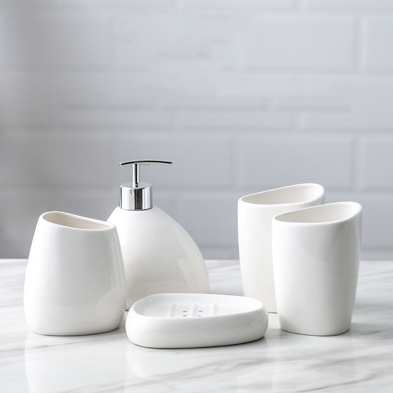 Minimalist Porcelain Bathroom 5-Piece Vanity Set