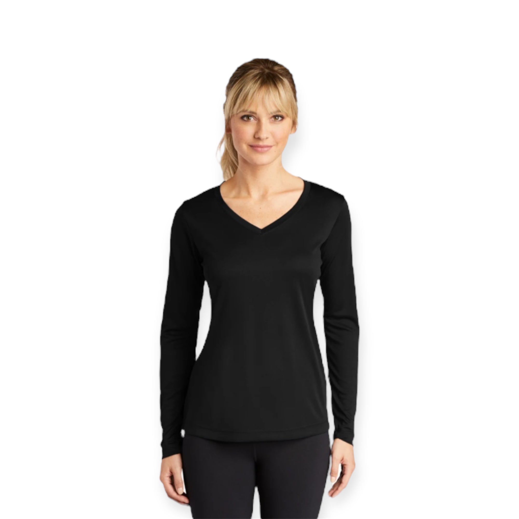 ASUREI Ladies Active V-Neck Long Sleeve Tee