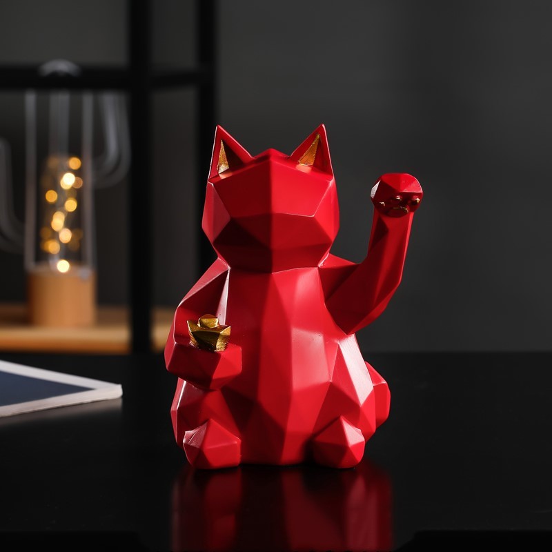 Geometric Lucky Cat Display Ornament