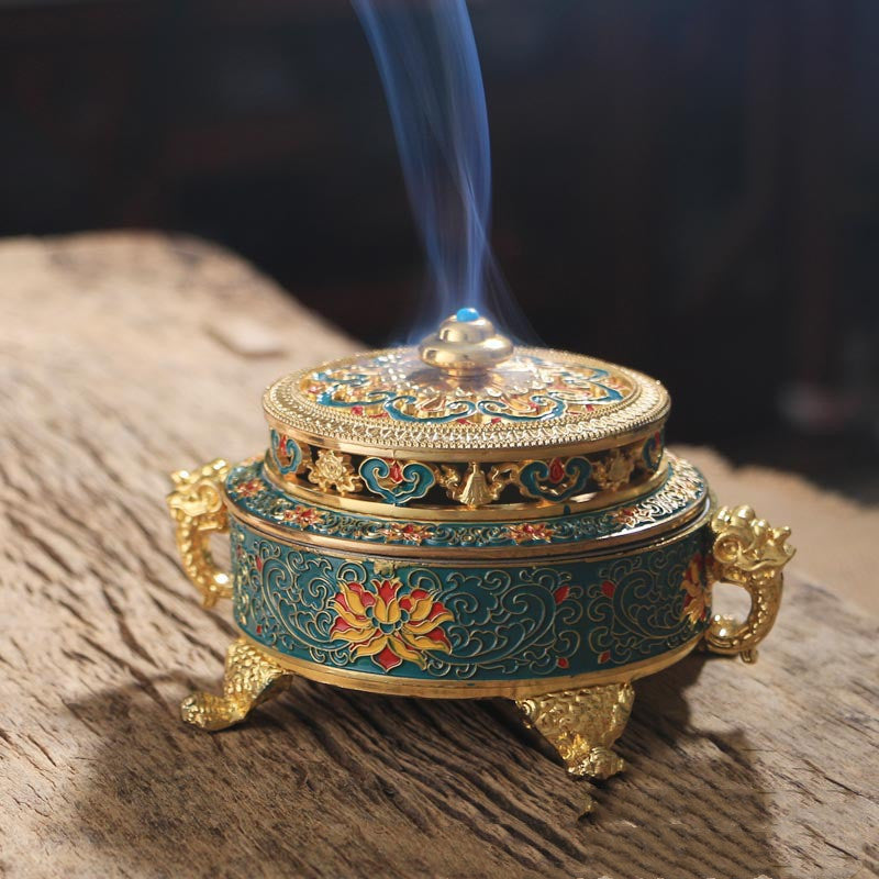 Tibetan Enamel Incense Coil Burner