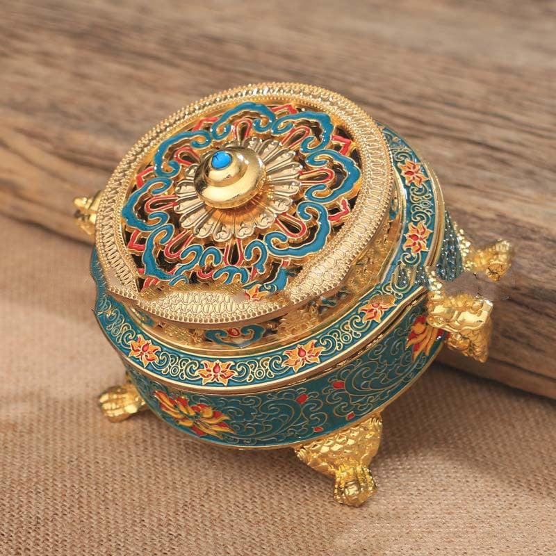 Tibetan Enamel Incense Coil Burner