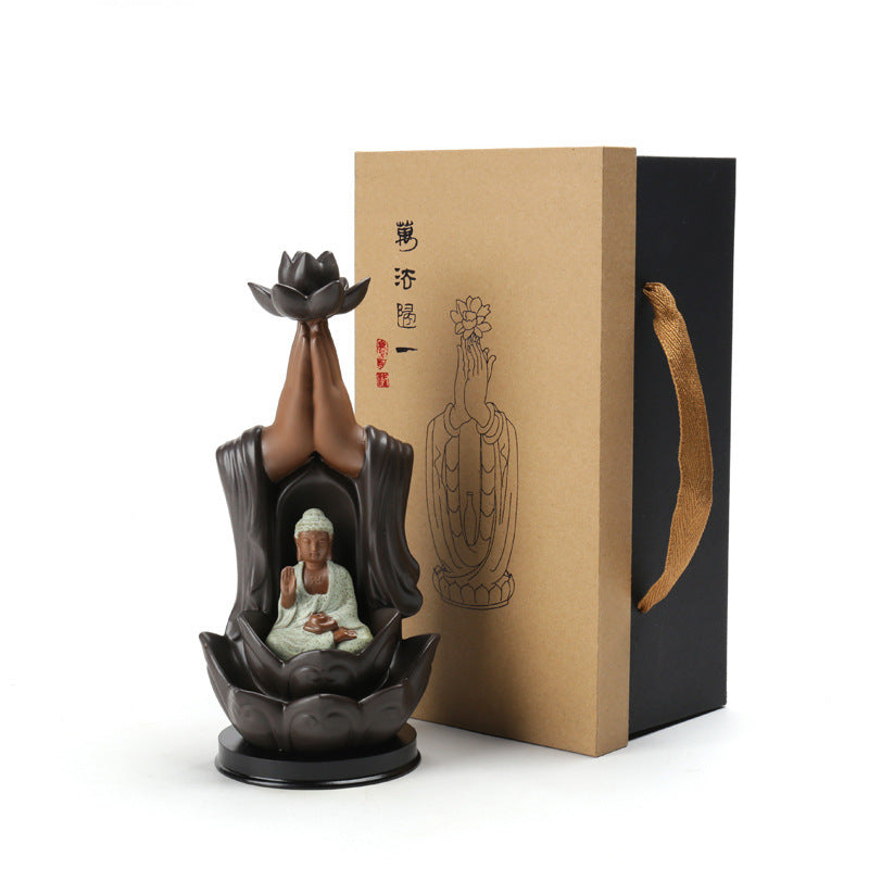 Buddha Overarching Palms Backflow Incense Diffuser