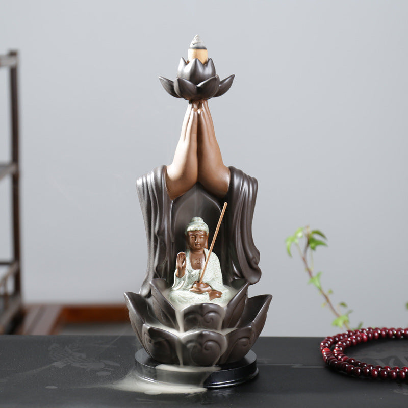 Buddha Overarching Palms Backflow Incense Diffuser