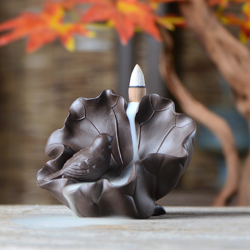 Bird in Lotus Backflow Incense Diffuser