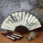 2-Sided Oriental Calligraphy Painting Fan
