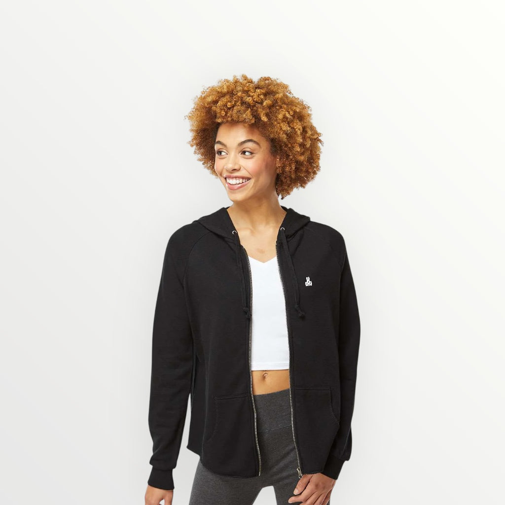 ASUREI Ladies Lightweight Wash Zip Hoodie