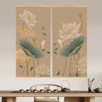 Lotus & Koi Bamboo Scroll Art | 3-Piece Set