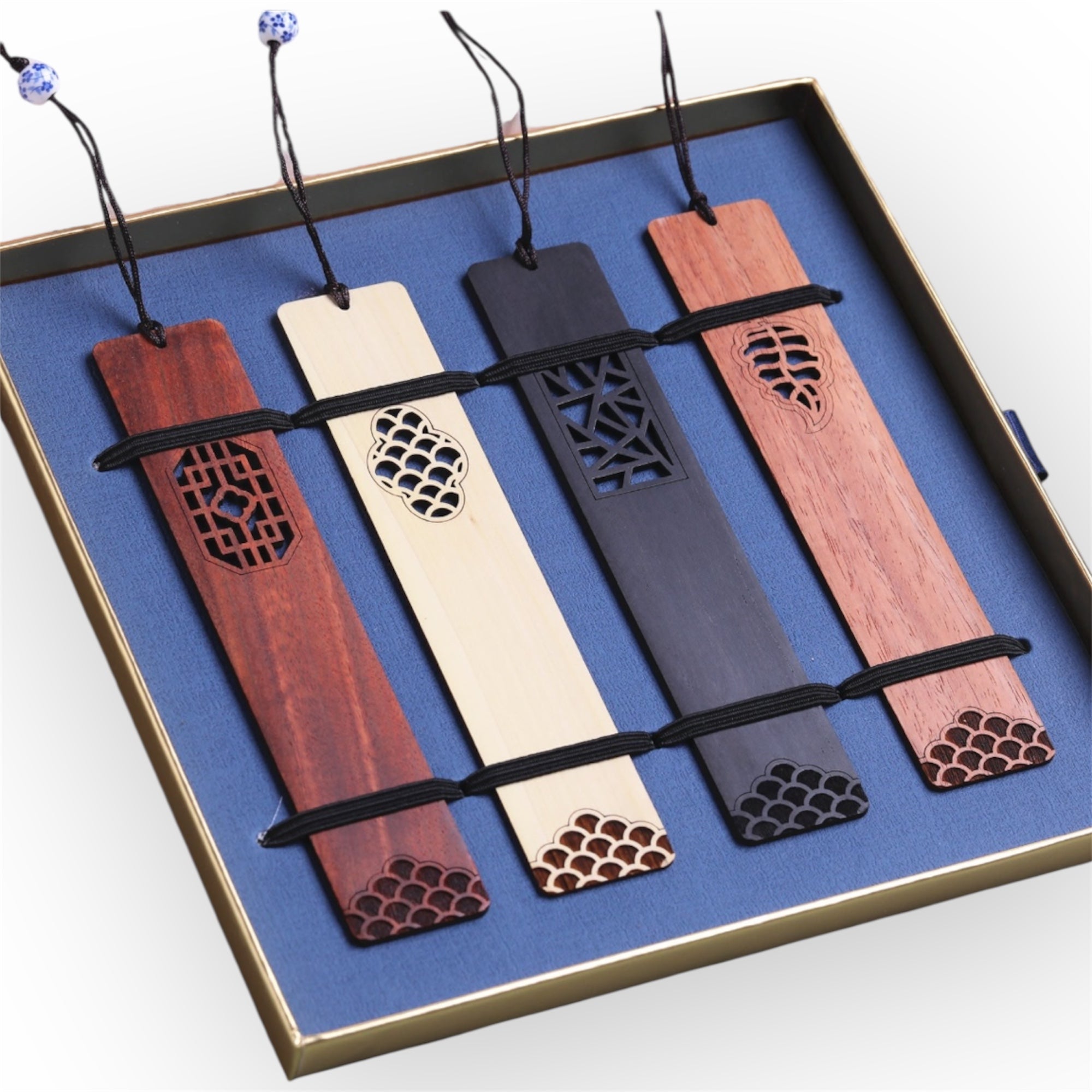 Oriental Wooden Bookmark 4-Piece Gift Set