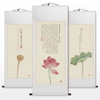 Lotus Scroll Art on Handmade Rice Paper | 5 Designs | 8 Sizes