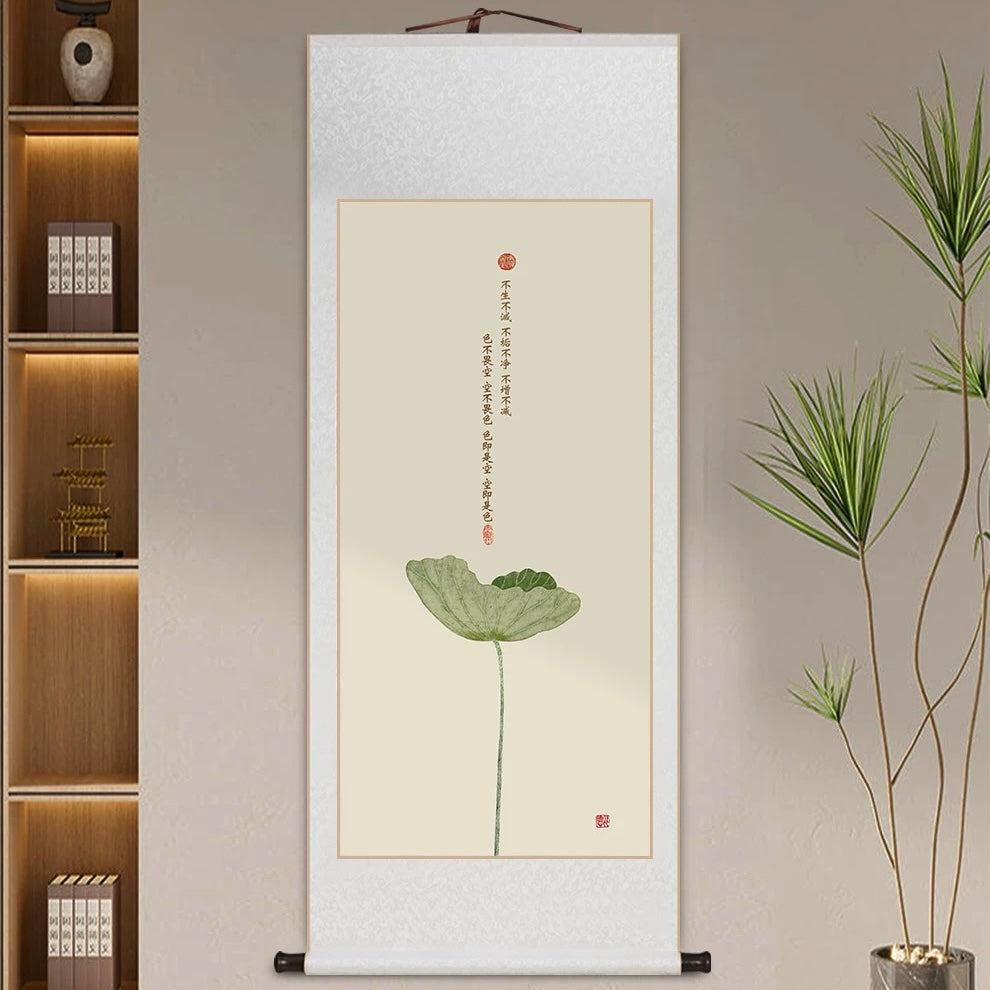 Lotus Scroll Art on Handmade Rice Paper | 5 Designs | 8 Sizes