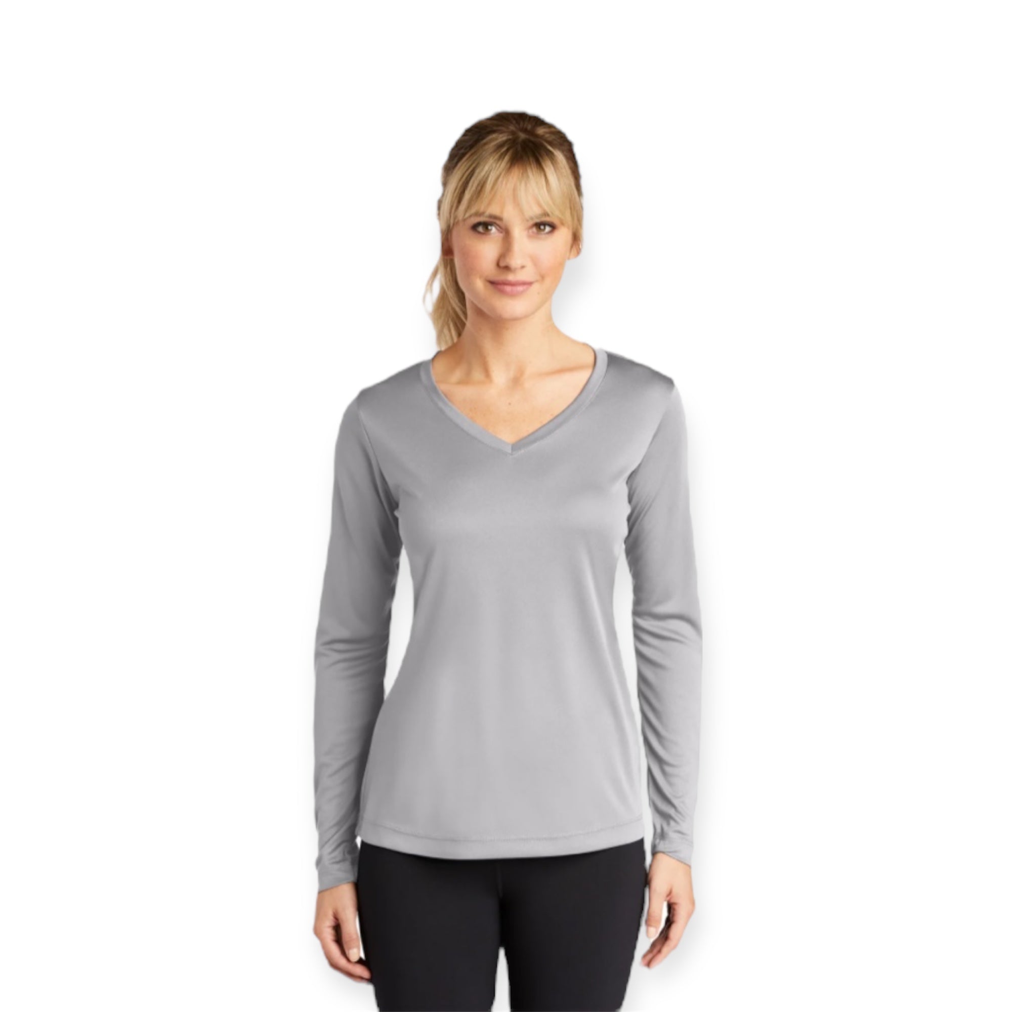 ASUREI Ladies Active V-Neck Long Sleeve Tee