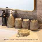 Brushed Ceramic Toiletries 5-Piece Set | 3 Colours | Brown