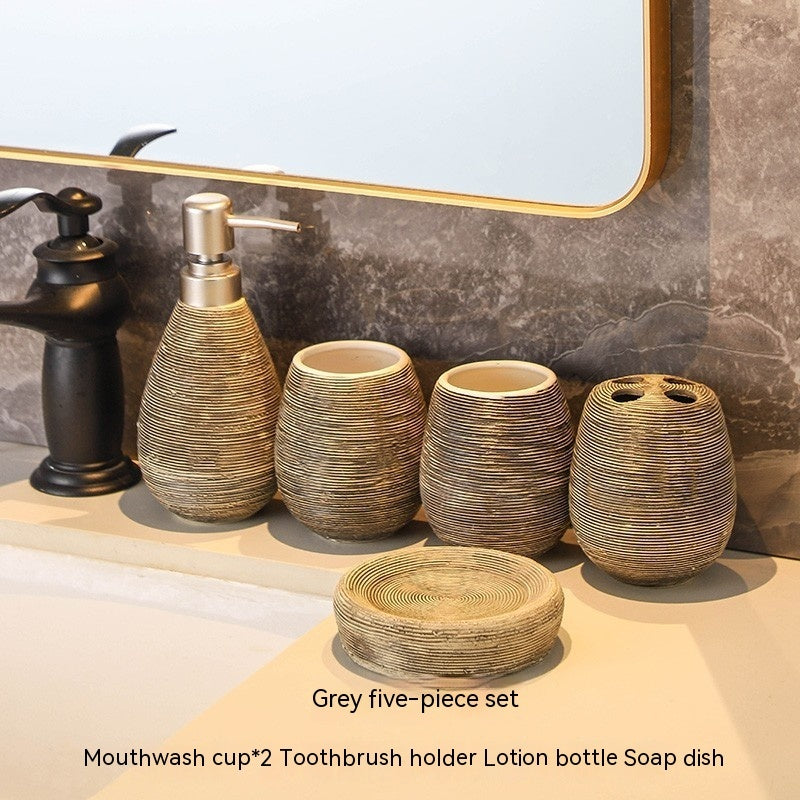 Brushed Ceramic Toiletries 5-Piece Set | 3 Colours | White