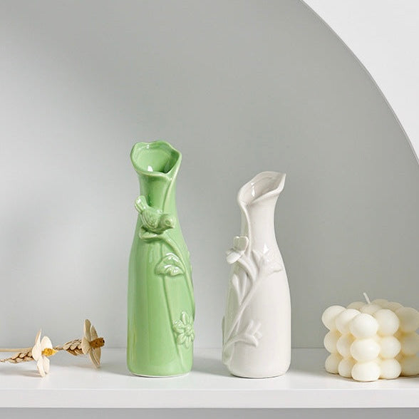 Bird and Flowers Series | Glazed Porcelain Vase (6 Designs)