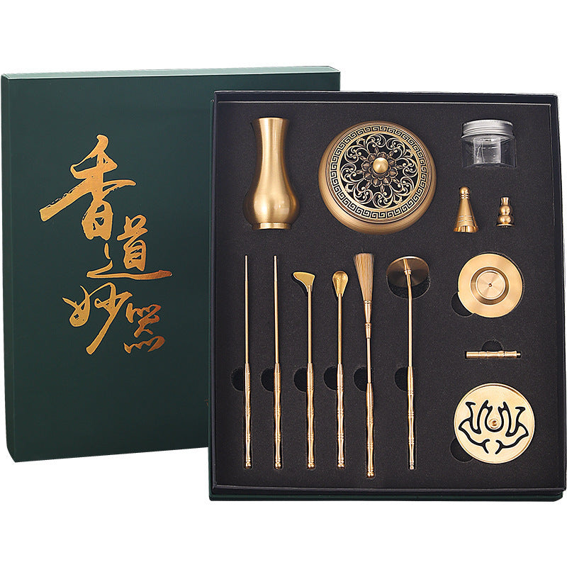 Exquisite Copper Incense Tools 12-Pieces Set