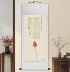Lotus Scroll Art on Handmade Rice Paper | 5 Designs | 8 Sizes
