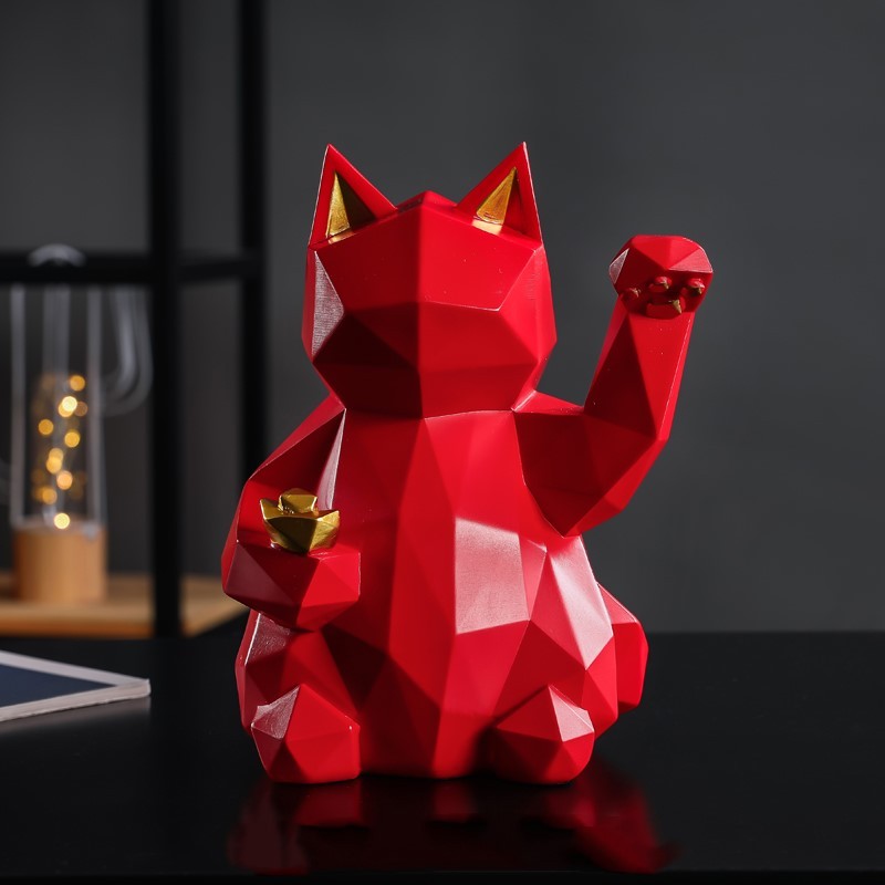 Geometric Lucky Cat Display Ornament