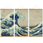 'The Great Wave Off Kanagawa' - Katsushika Hokusai | 3-Piece Scroll Painting