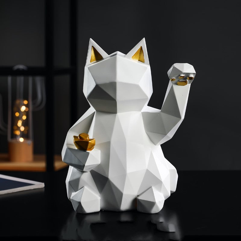 Geometric Lucky Cat Display Ornament