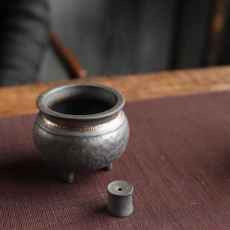 Three-Legged Antique Ceramic Bowl Incense Burner