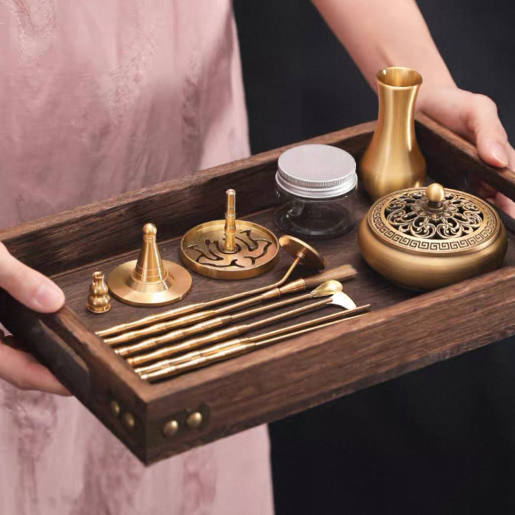 Exquisite Copper Incense Tools 12-Pieces Set