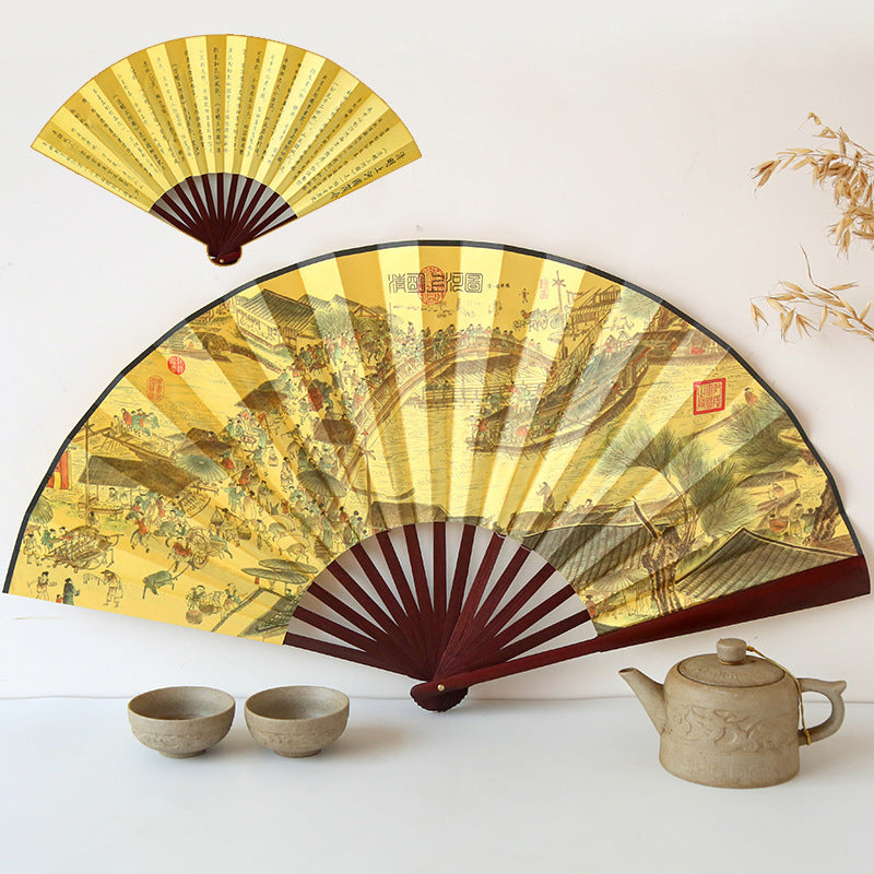2-Sided Oriental Calligraphy Painting Fan