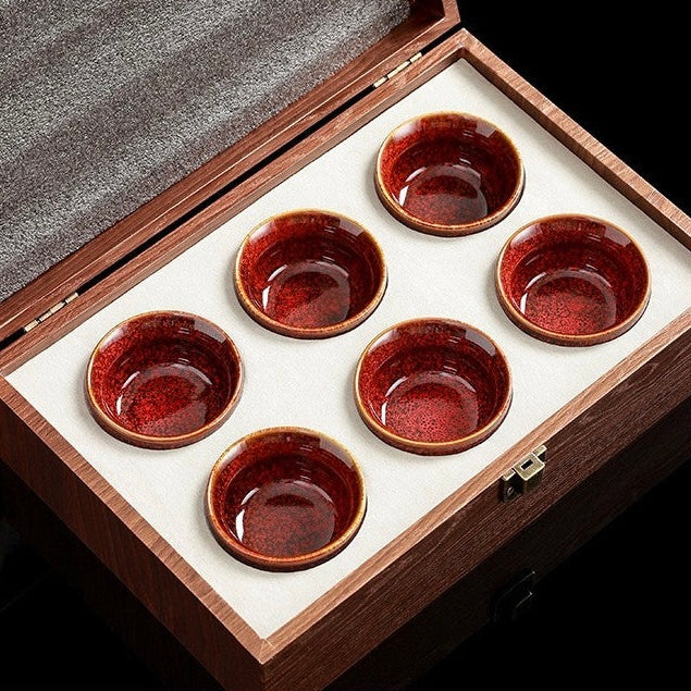 Colour Glazed Ceramic Tea Cup Gift Set