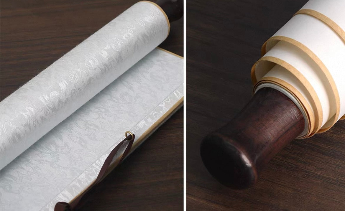 Lotus Scroll Art on Handmade Rice Paper | 5 Designs | 8 Sizes