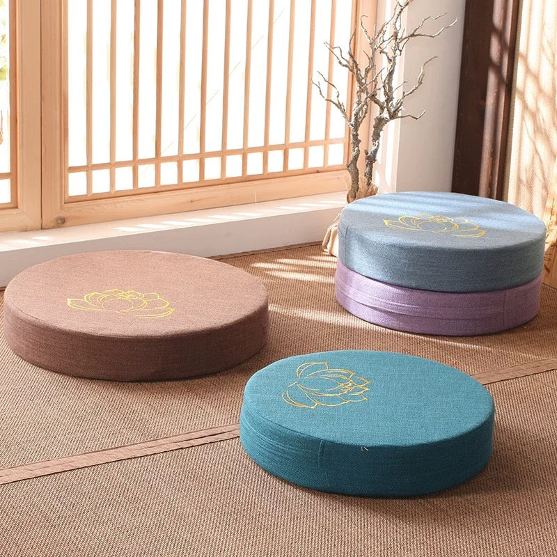 Embroidered Lotus Meditation Futon | 7 Colours