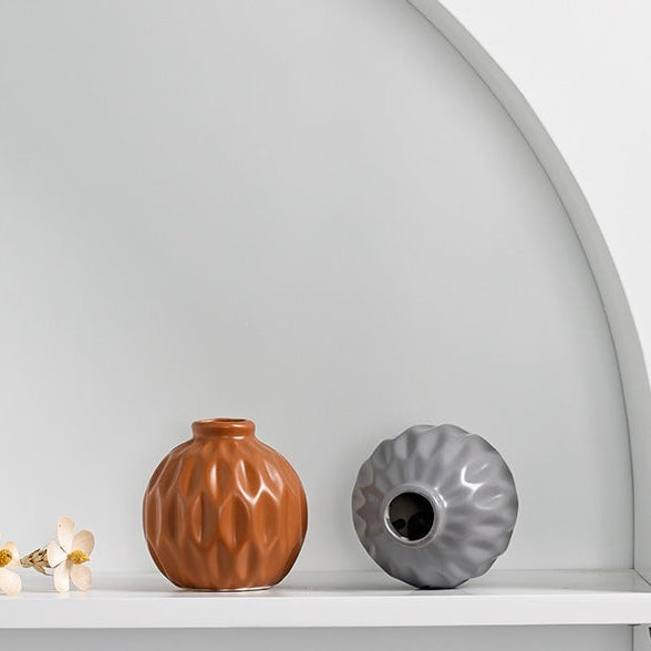 Pastel Lotus Series | Round Glazed Porcelain Vase (5 Colours)