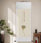 Lotus Scroll Art on Handmade Rice Paper | 5 Designs | 8 Sizes