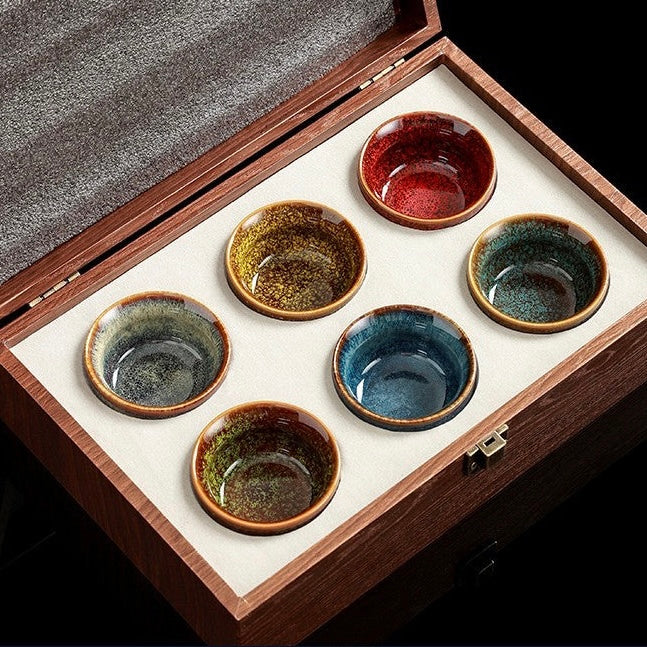 Colour Glazed Ceramic Tea Cup Gift Set
