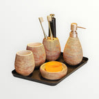 Brushed Ceramic Toiletries 5-Piece Set | 3 Colours | Brown