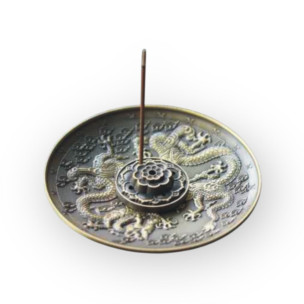 Double Dragon Incense Plate Burner