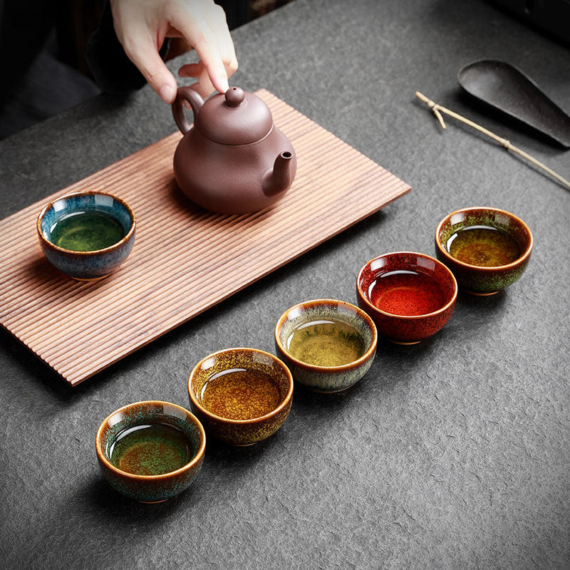 Colour Glazed Ceramic Tea Cup Gift Set