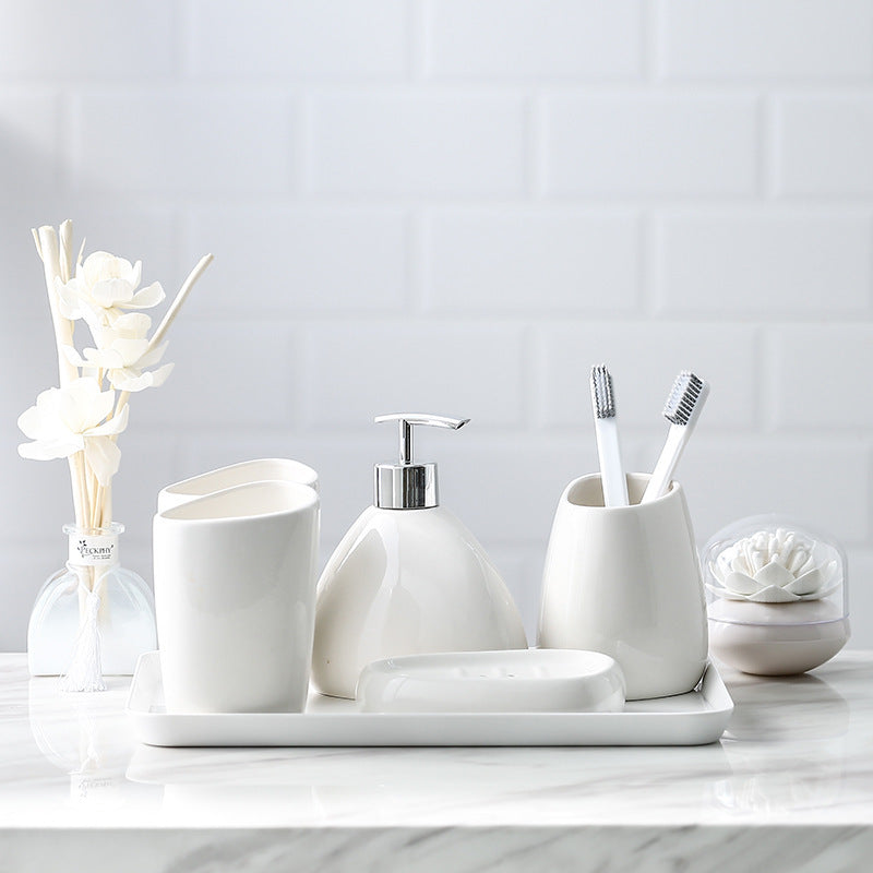Minimalist Porcelain Bathroom 5-Piece Vanity Set