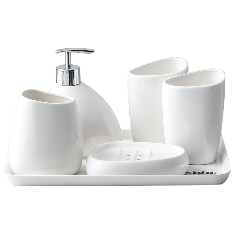 Minimalist Porcelain Bathroom 5-Piece Vanity Set
