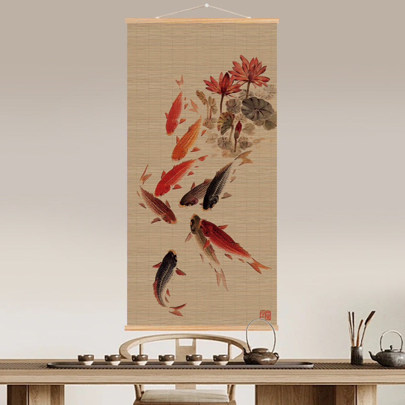Lotus & Koi Bamboo Scroll Art | 3-Piece Set