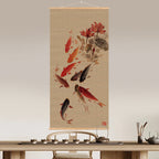 Lotus & Koi Bamboo Scroll Art | 3-Piece Set