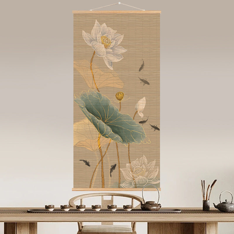 Lotus & Koi Bamboo Scroll Art | 3-Piece Set