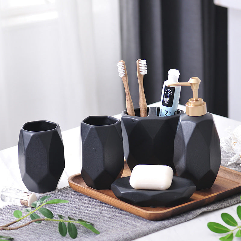 Zen Geometric Bathroom Vanity 5-Piece Set | 2 Colours | Black