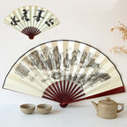 2-Sided Oriental Calligraphy Painting Fan