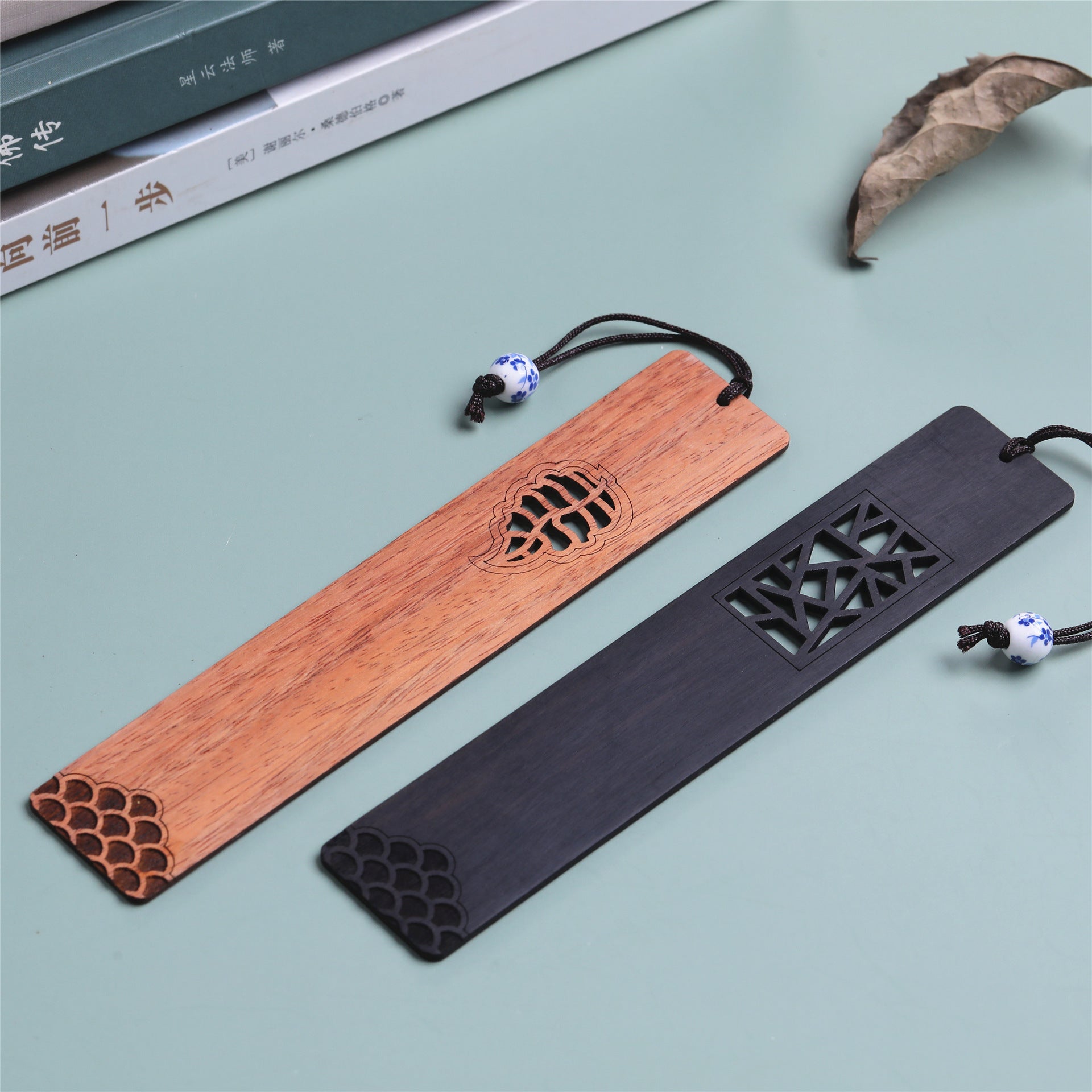 Oriental Wooden Bookmark 4-Piece Gift Set